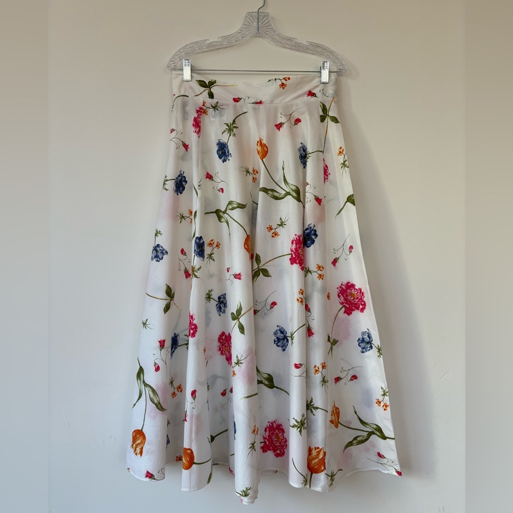 Vintage Laura Ashley White Floral A-Line Skirt